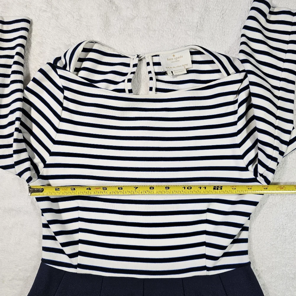 Kate Spade Navy and White Midi Dress Size 6